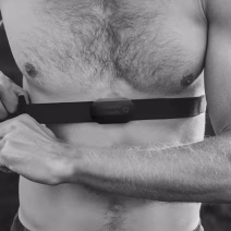 COOSPO H808S chest strap heart rate monitor being worn for fitness training