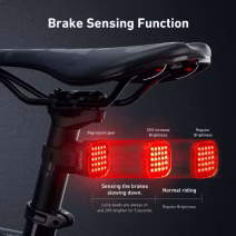 Cyclami CY110 Brake Sense LED Tail Light showing automatic brake sensing function – increases brightness when slowing down for MTB and road cyclists in South Africa