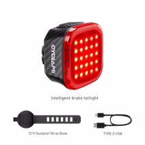 Cyclami CY110 Brake Sense LED Tail Light with USB-C charging cable and adjustable seatpost strap mount – IPX6 waterproof rear bike light South Africa