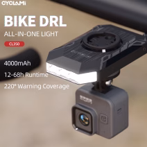 Cyclami CL350 daytime riding light with 4000mAh battery, long runtime and wide 220 degree visibility for road and commuter cycling